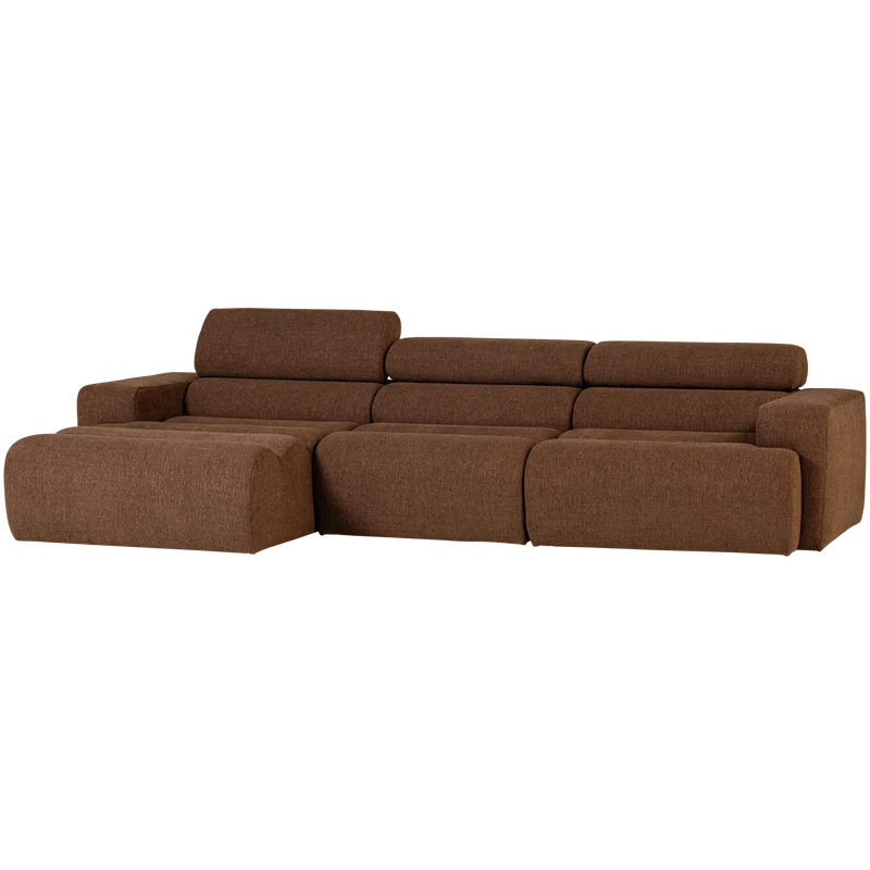 Novi Chaiselongue Sofa links Bouclé Mokkabraun