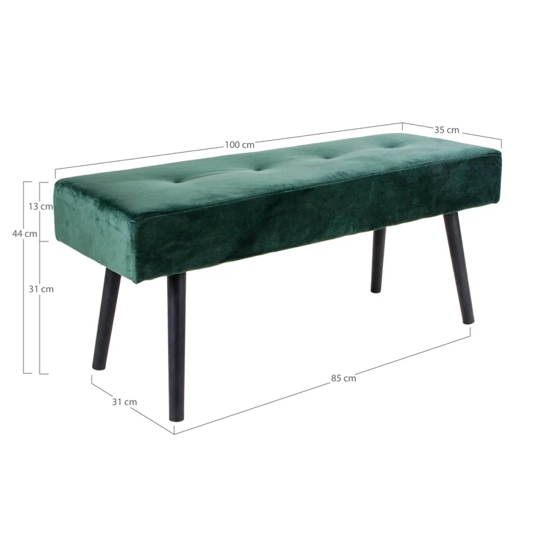 Elegante Bank BISKY dunkelgrün Samt 100cm