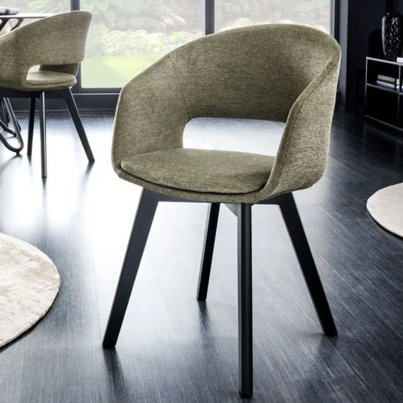 Design Stuhl DENMARK grün schwarze Holzbeine