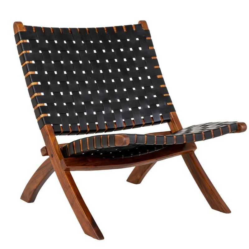 Lounge Leder Klapp-Stuhl ANO schwarz