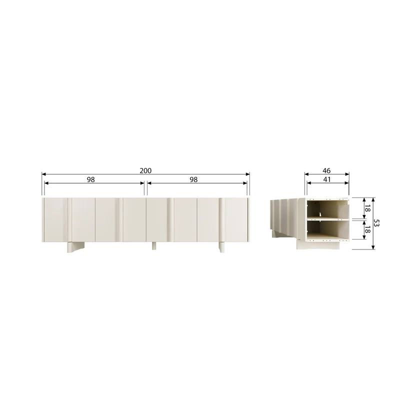 Basu tv möbel 200 cm kiefer dust