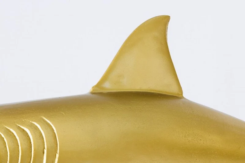 Wanddeko 2er Set Haifisch 70cm SHARK gold Aluminium Maritim