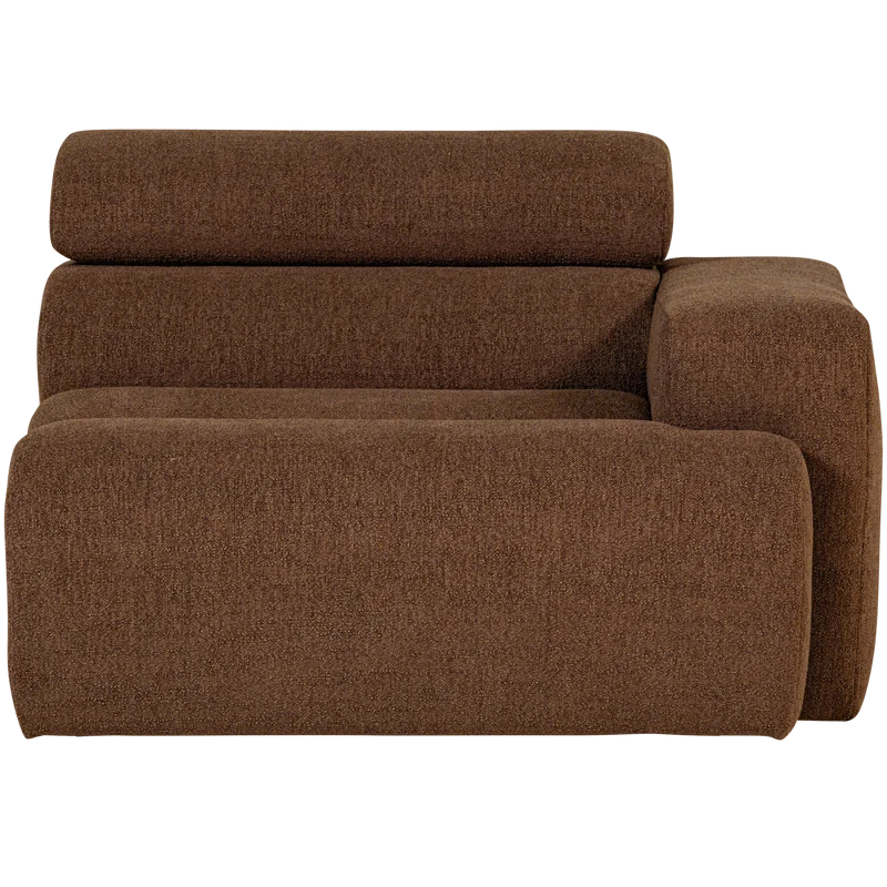 Novi 1-Sitzer-Element Armlehne rechts Bouclé Mokkabraun