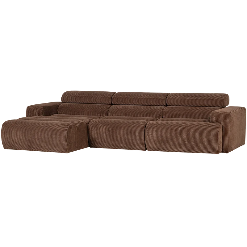 Novi chaise longue sofa links kord mokkabraun