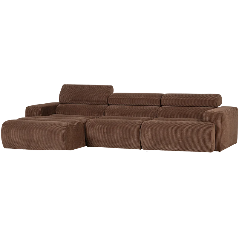 Novi chaise longue sofa links kord mokkabraun