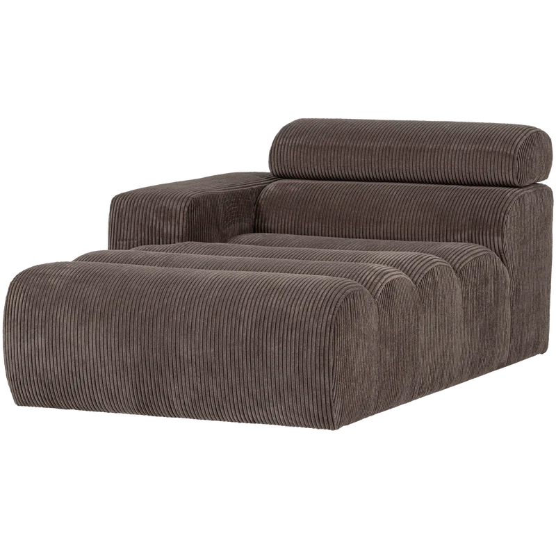 Novi chaise longue element armlehne links kord graubraun