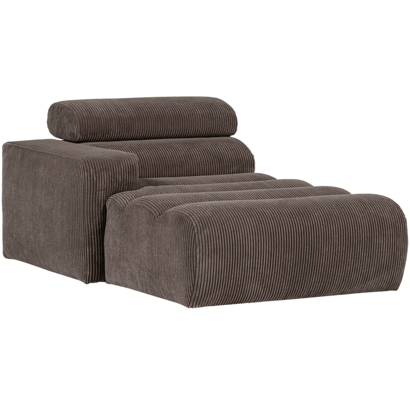 Novi chaise longue element armlehne links kord graubraun