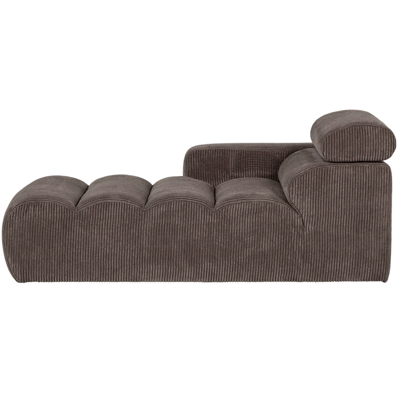 Novi chaise longue element armlehne links kord graubraun
