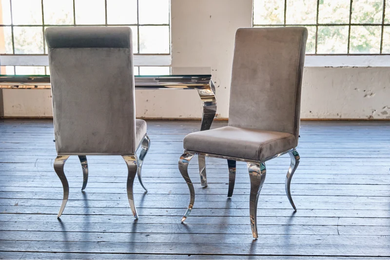 KAWOLA Stuhl LEIA Esszimmerstuhl Barock Velvet grau
