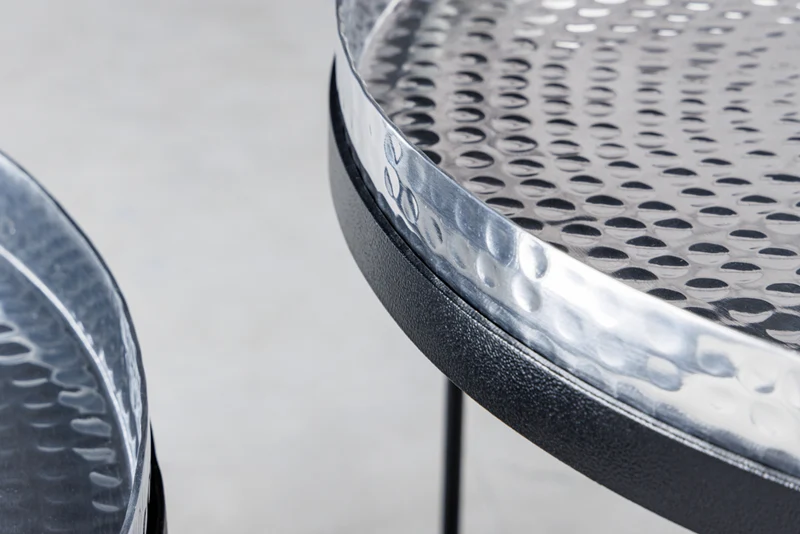 Modernes 2er Set Beistelltisch MARTELLO schwarz silber