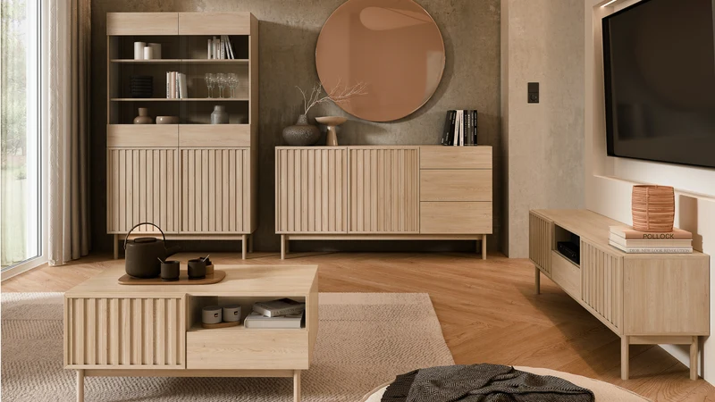 Savira Modernes TV-Lowboard mit 2 Türen in Cremona Eiche – Stilvolles TV-Möbel im Premium-Design