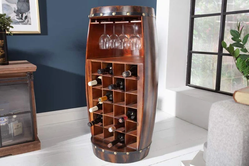 Flaschenregal BOTELLA 97cm braun Weinfass Pienienholz