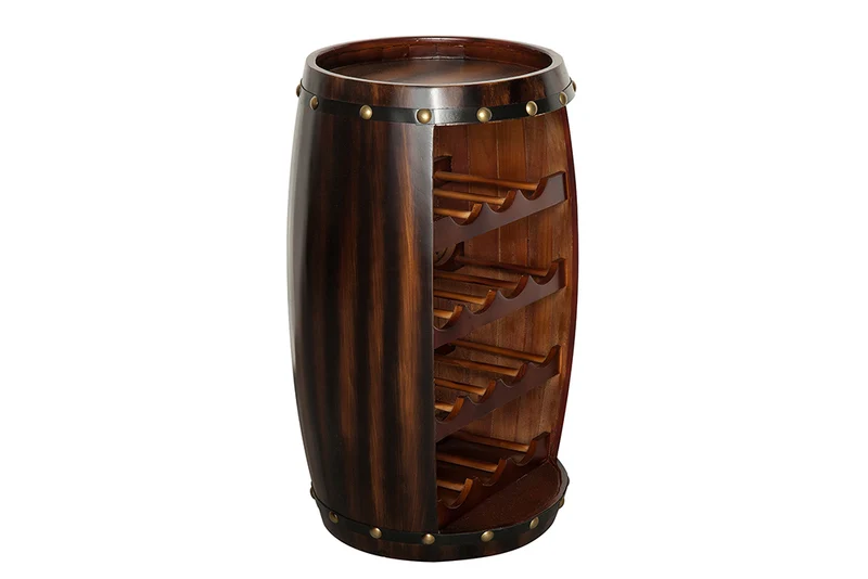 Originelles Flaschenregal BOTELLA 60cm braun Weinfass Pienienholz