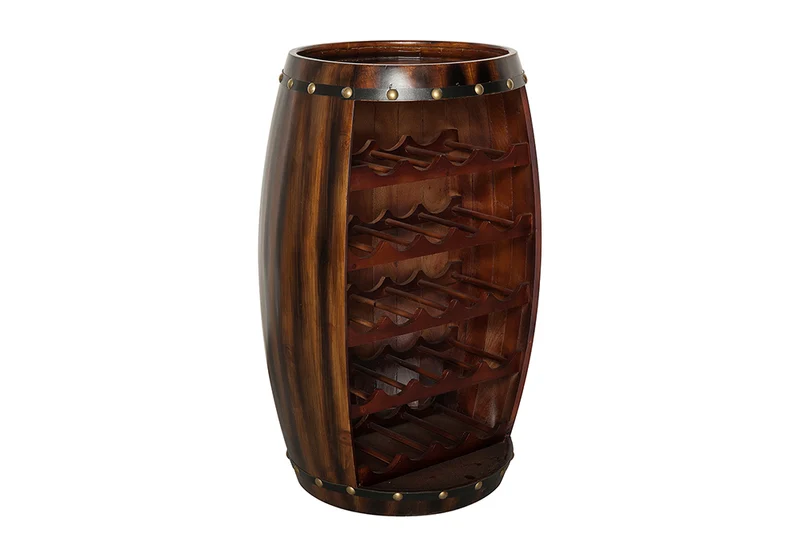 Originelles Flaschenregal BOTELLA 80cm braun Weinfass Pinienholz