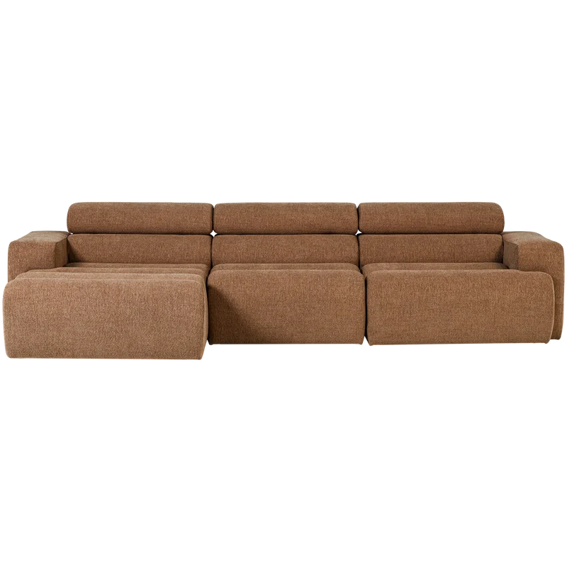 Novi Chaiselongue Sofa links Bouclé Karamell