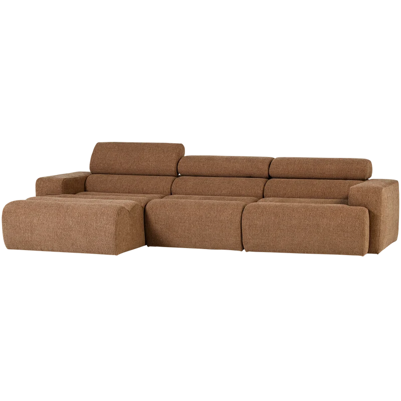 Novi Chaiselongue Sofa links Bouclé Karamell