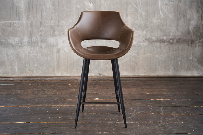 KAWOLA Thekenhocker ZAJA Barstuhl Sitzhöhe 65 cm Kunstleder dunkelbraun