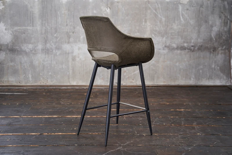 KAWOLA Barhocker ZAJA Barstuhl Sitzhöhe 76 cm Microfaser oliv