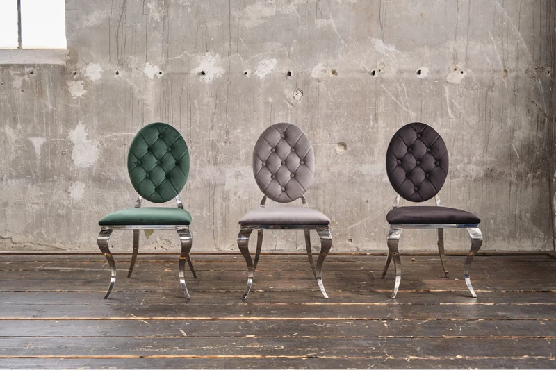 KAWOLA Stuhl LINDA Esszimmerstuhl Barock Velvet grau