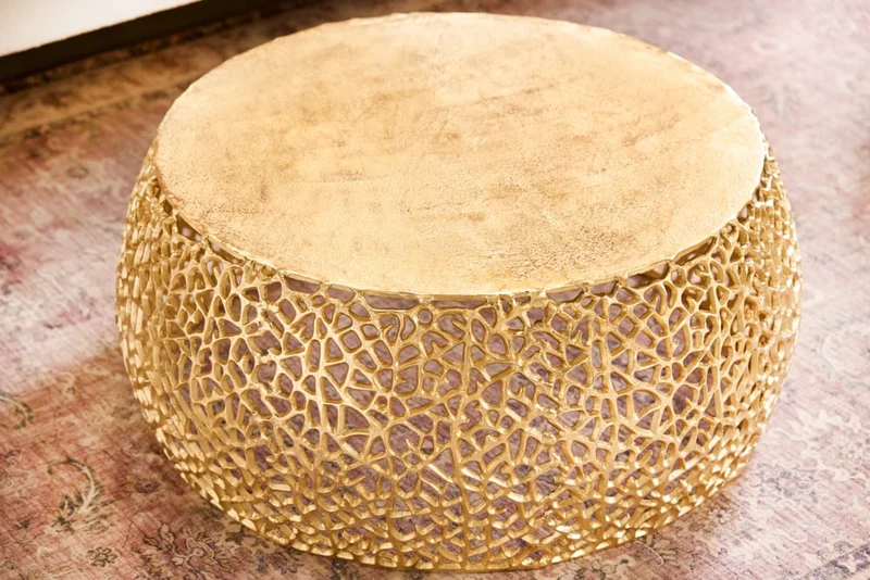 Extravaganter Couchtisch RIXOS ca.73cm gold Metall Handarbeit