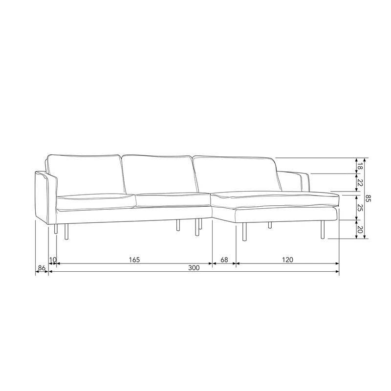 Rodeo chaise longue rechts velvet taupe
