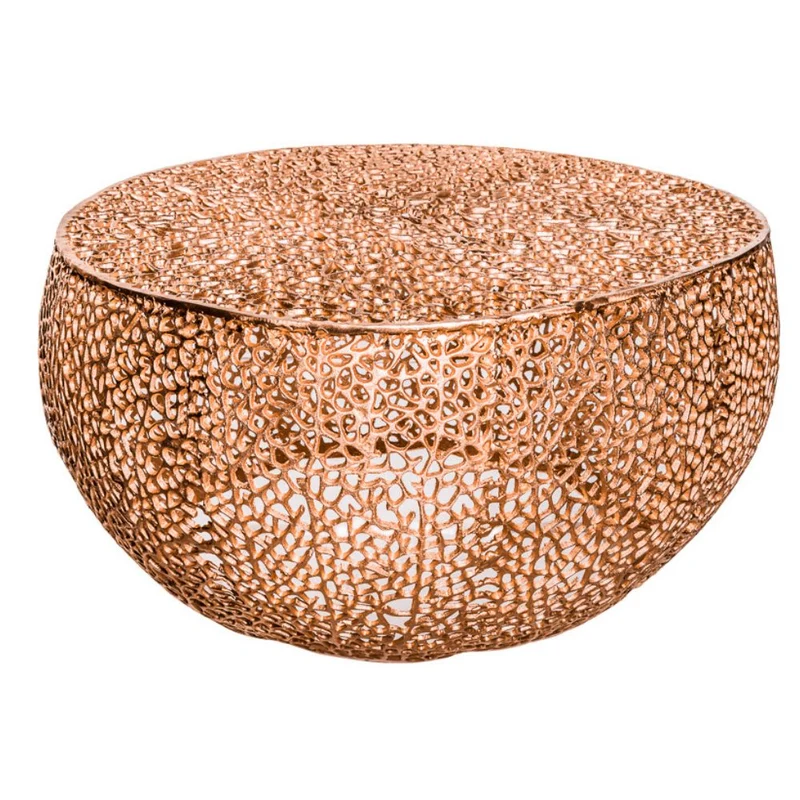 Extravaganter Couchtisch RIXOS ca.80cm Metall kupfer Handarbeit