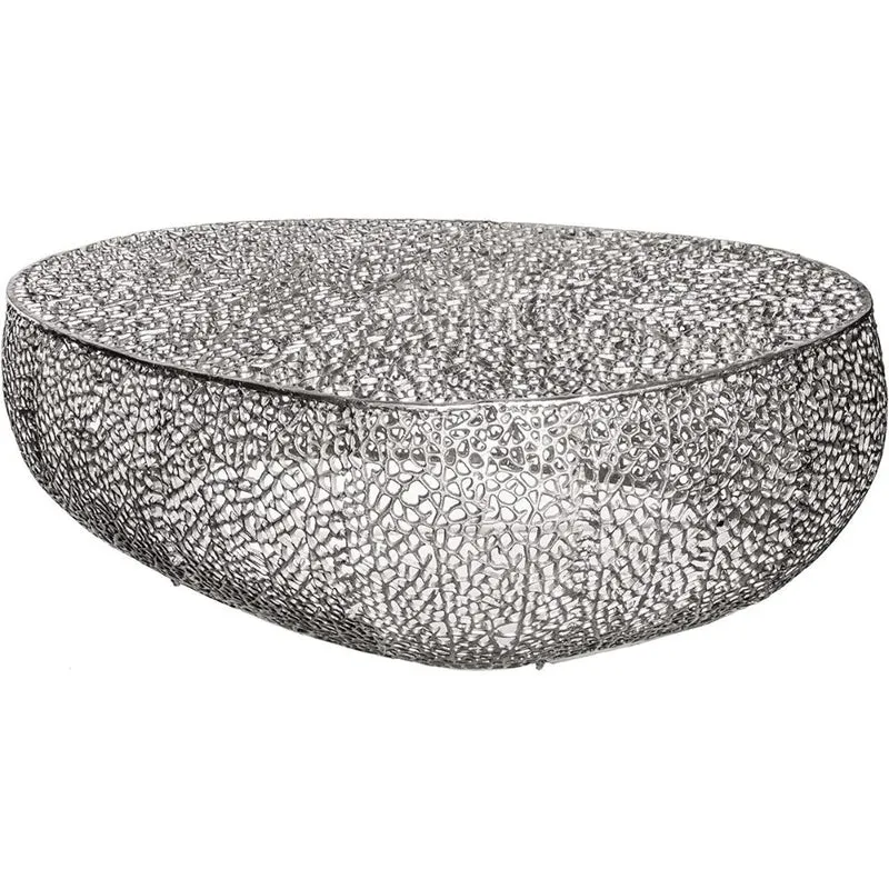 Extravaganter Couchtisch RIXOS ca.120cm Metall silber Handarbeit