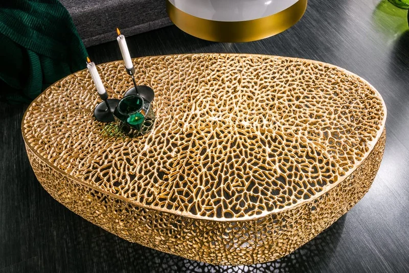 Extravaganter Couchtisch RIXOS ca.120cm Metall gold Handarbeit