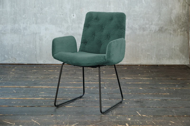 KAWOLA Stuhl NEW CHARME Esszimmersessel Cord smaragd