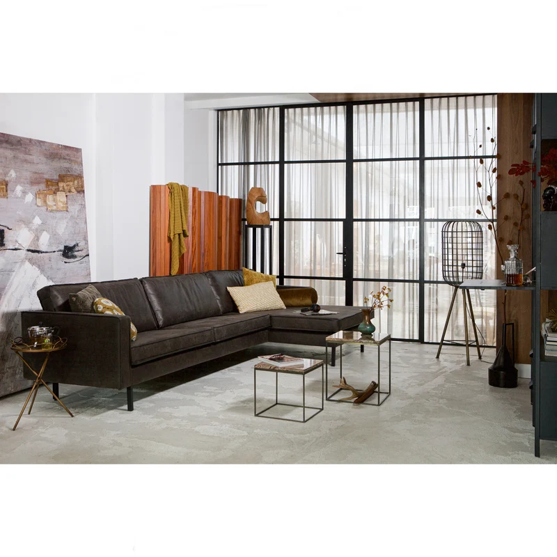 Rodeo chaise longue rechts ecoleder schwarz
