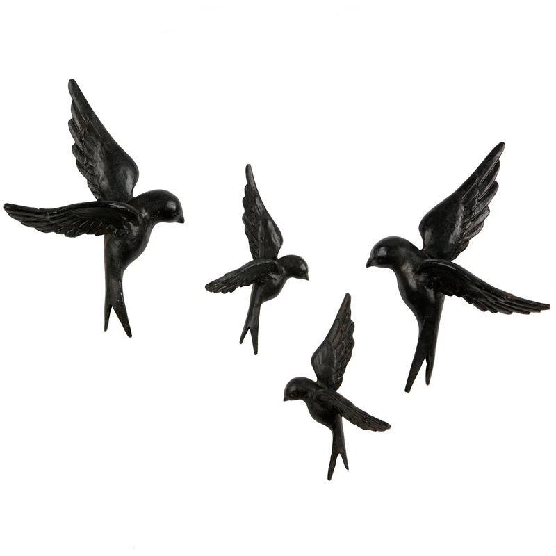 Set von 4 Avaler vögel harz schwarz