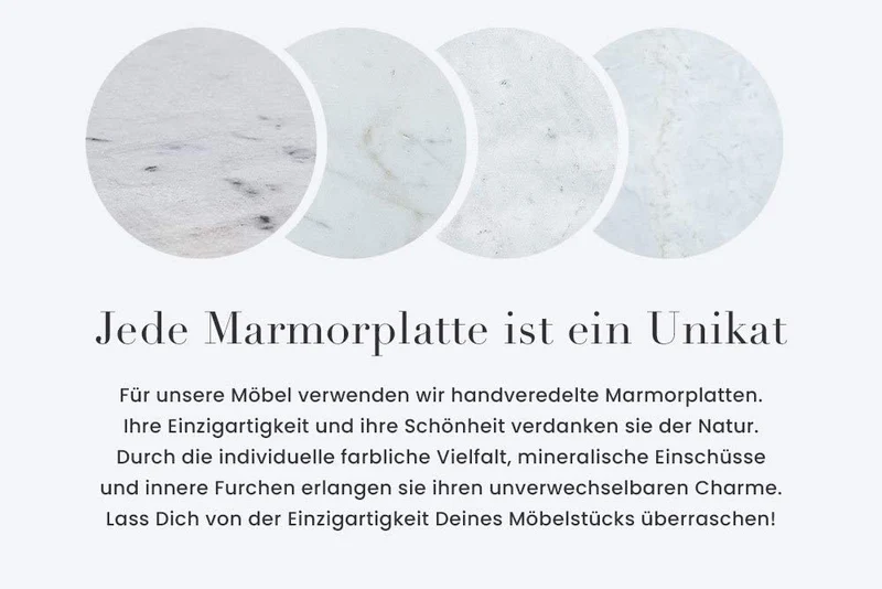 Exklusiver Couchtisch BIJOUX ca.70cm weiss Marmor