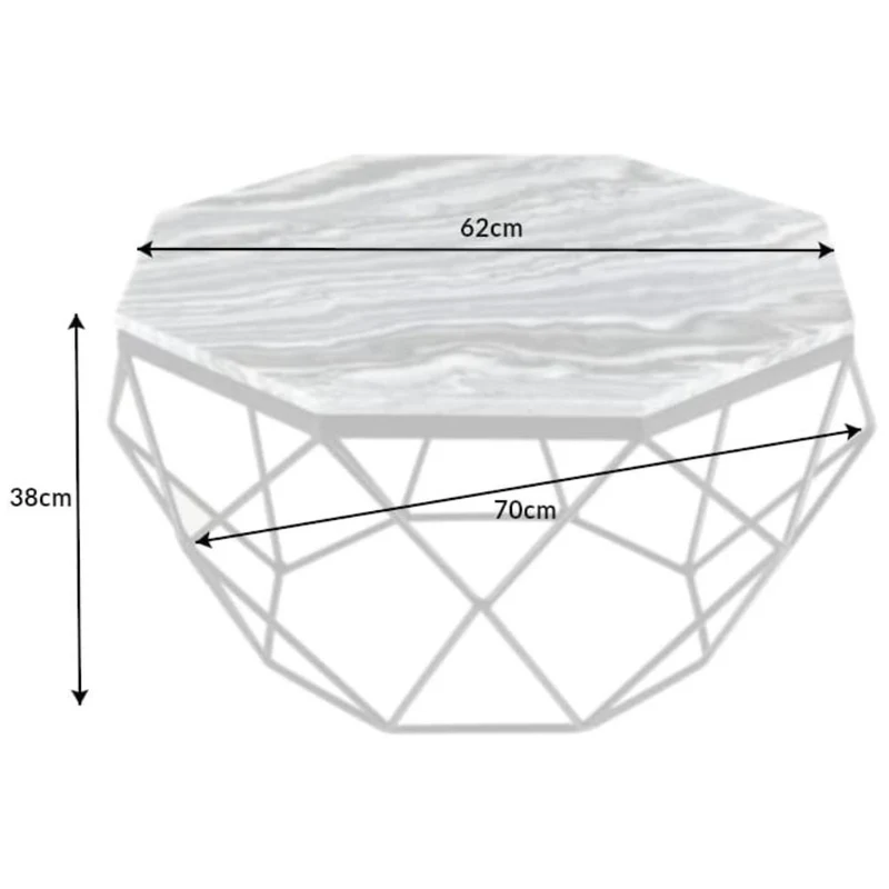 Exklusiver Couchtisch BIJOUX ca.70cm grau Marmor