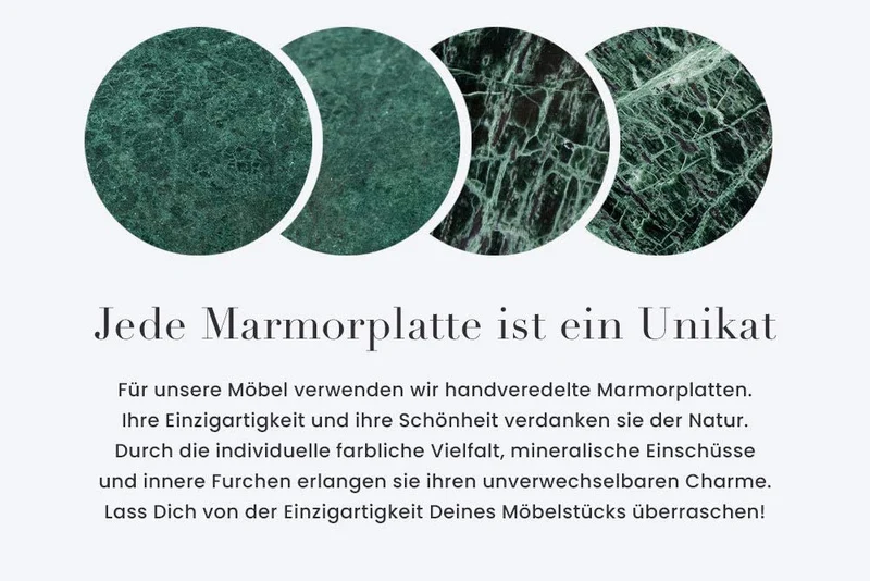 Exklusiver Couchtisch BIJOUX ca.70cm grün Marmor Metallgestell