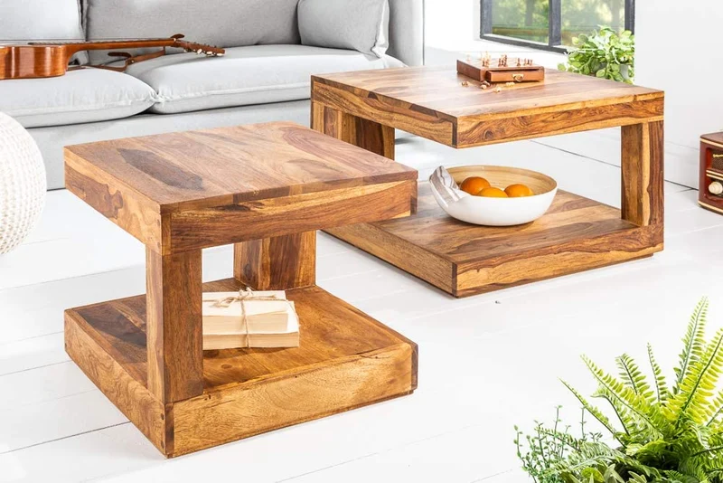 Puristischer Couchtisch SHIVA ca.60x60cm massiv Palisander