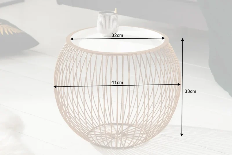Filigraner Aufbewahrungs-Couchtisch mit Tablett AGGIO 41cm gold