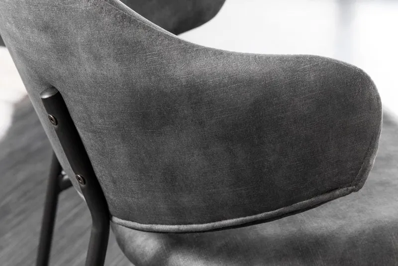 Moderner Stuhl MODA grau Samt Metallbeine