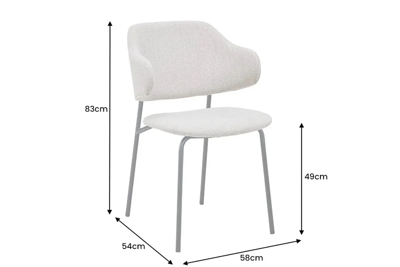 Moderner Stuhl MODA grau greige Bouclé Metallbeine