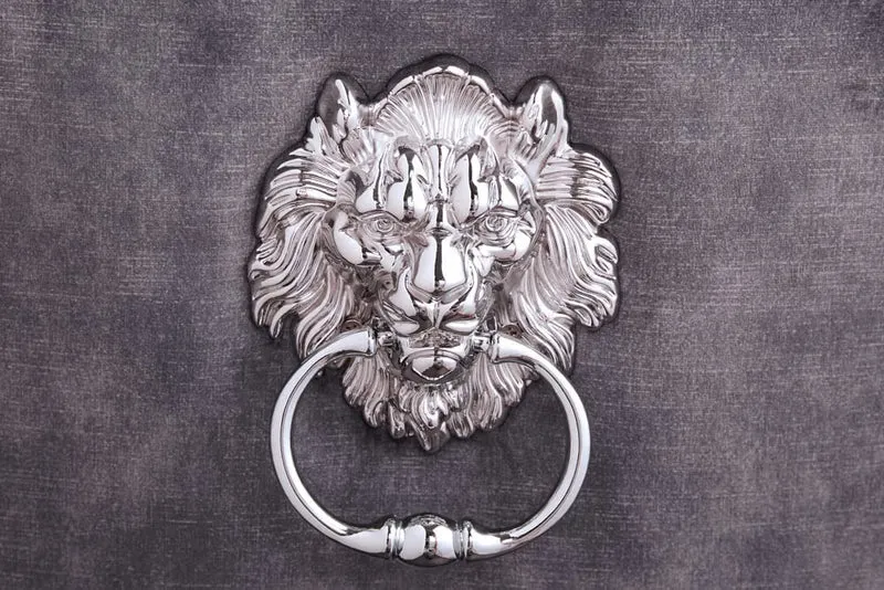 Edler Stuhl LION Samt grau Löwenkopf Hochlehner