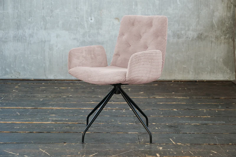 KAWOLA Stuhl NEW CHARME Drehstuhl Esszimmersessel Cord rosa