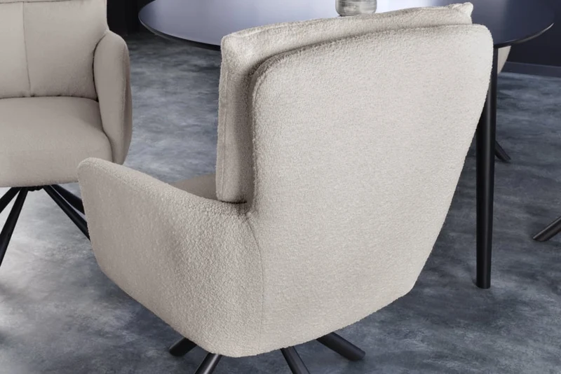 Bequemer Drehstuhl CHARLES mit Federkernpolsterung beige Bouclé