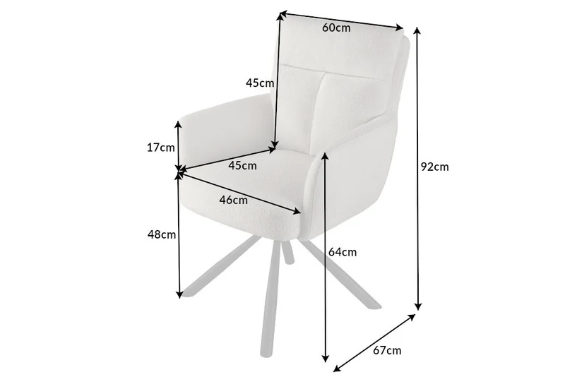 Bequemer Drehstuhl CHARLES mit Federkernpolsterung beige Bouclé
