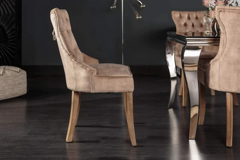 Edler Stuhl MODAN light-brown Samt mit Komfortgriff