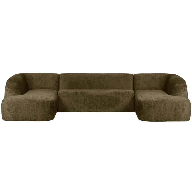 Sloping U-shape sofa structure velvet bonsai