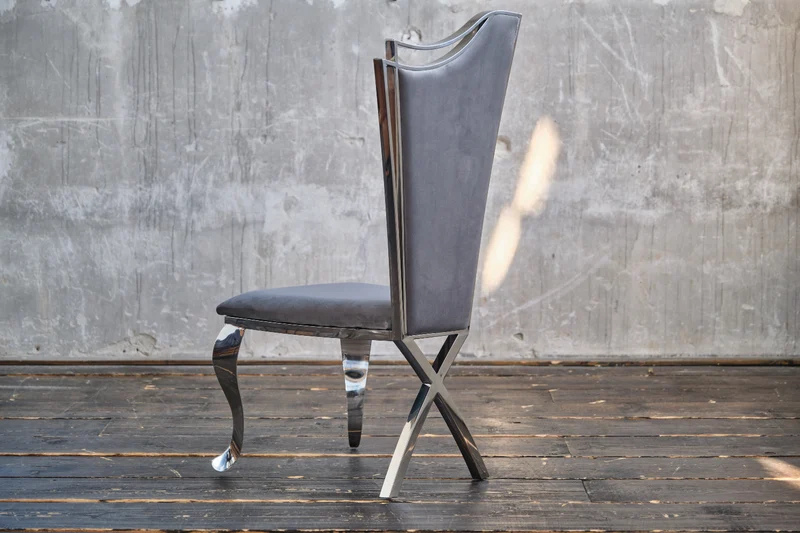 KAWOLA Stuhl AMALIA Esszimmerstuhl Barock Velvet grau