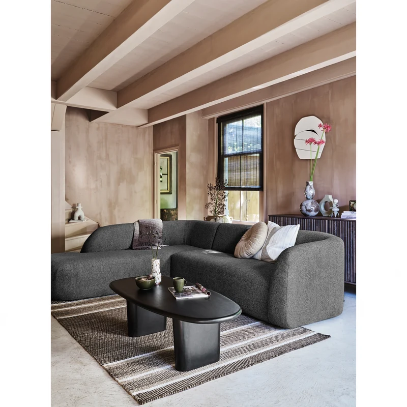 Sloping eckbank links grau/schwarz melange