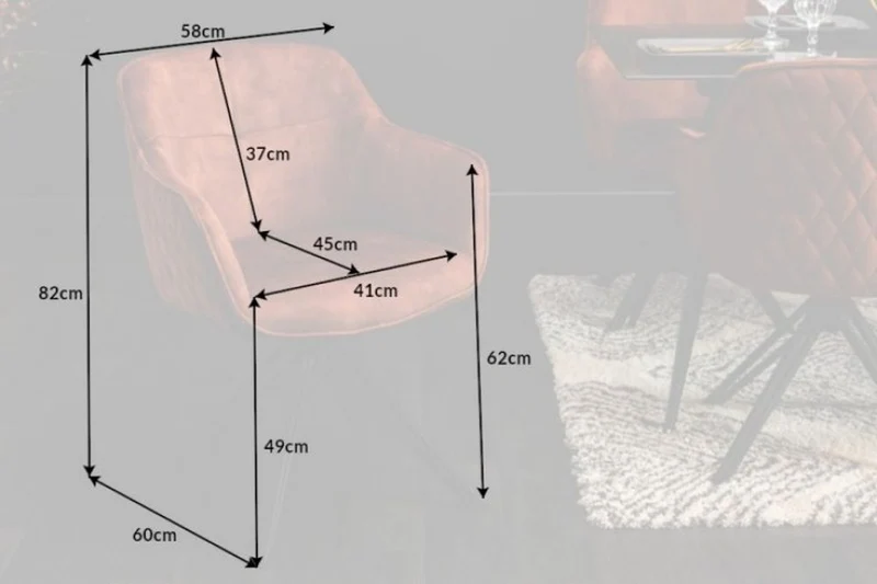 Eleganter Drehstuhl HORA Samt braun Retrostil Armlehnen