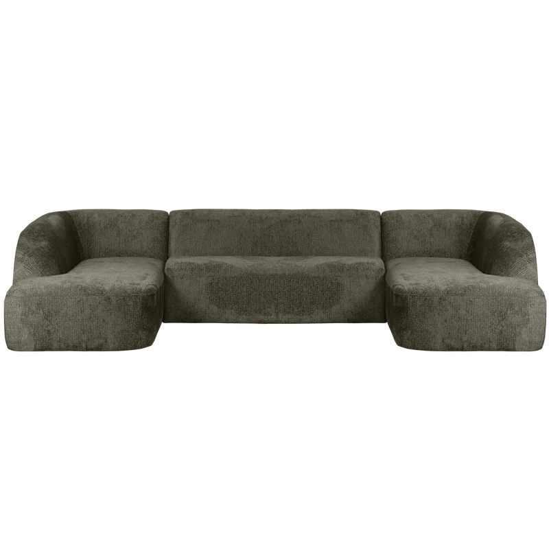 Sloping U-shape sofa structure velvet frost