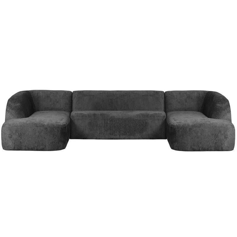 Sloping U-shape sofa structure velvet mountain