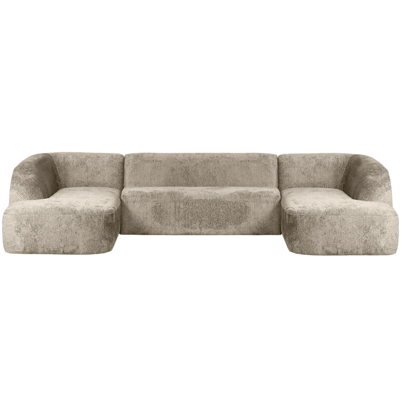 Sloping U-shape sofa structure velvet wheatfield